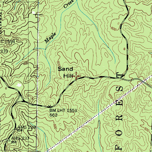 Topographic Map of Sand Hill, TN