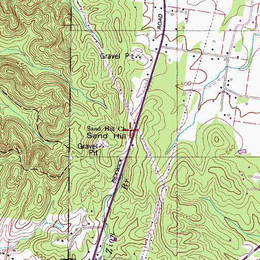 Topographic Map of Sand Hill Church, TN