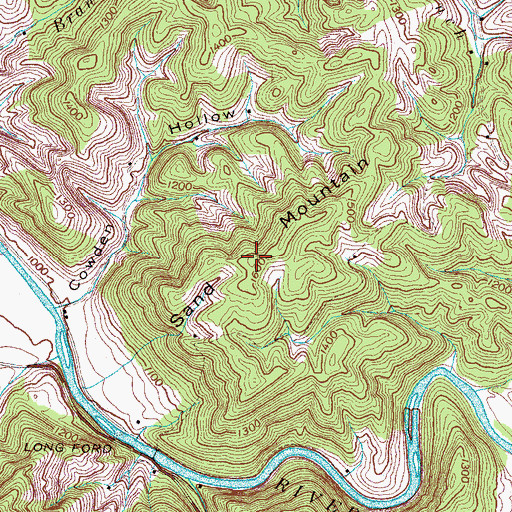 Topographic Map of Sand Mountain, TN