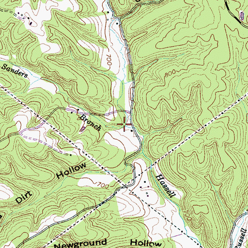 Topographic Map of Sanders Branch, TN