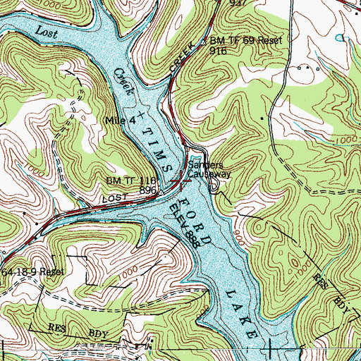 Topographic Map of Sanders Causeway, TN