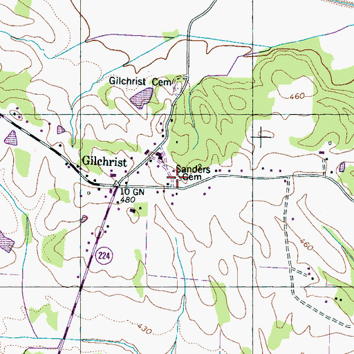 Topographic Map of Sanders Cemetery, TN