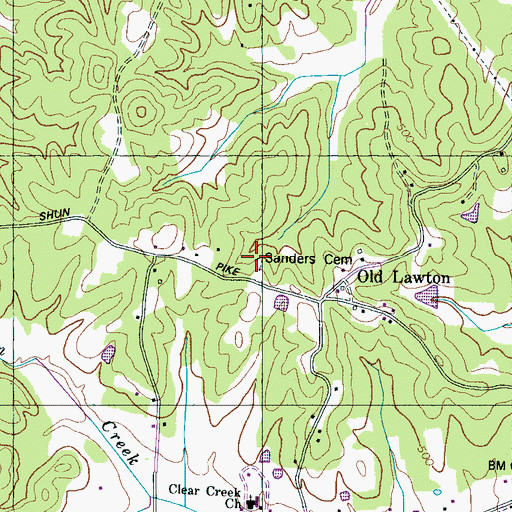 Topographic Map of Sanders Cemetery, TN