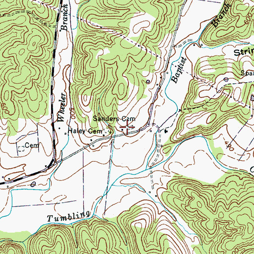 Topographic Map of Sanders Cemetery, TN