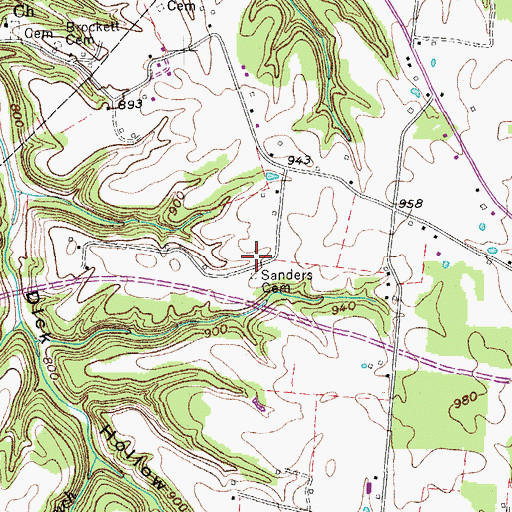 Topographic Map of Sanders Cemetery, TN