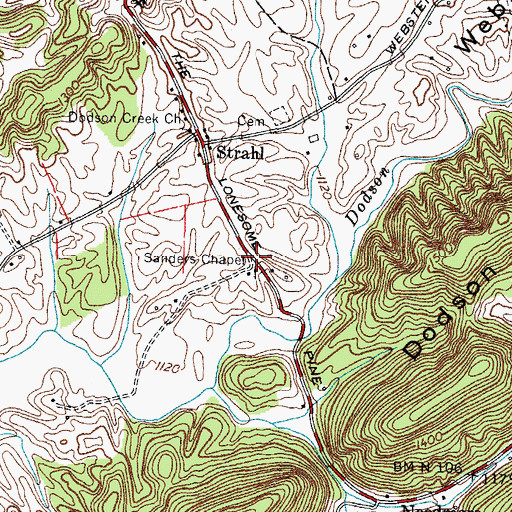 Topographic Map of Sanders Chapel, TN