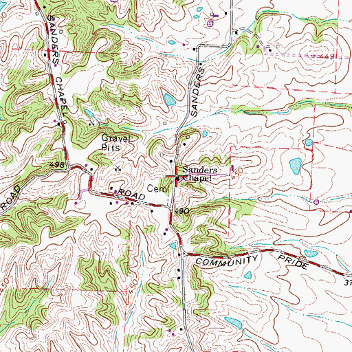 Topographic Map of Sanders Chapel, TN