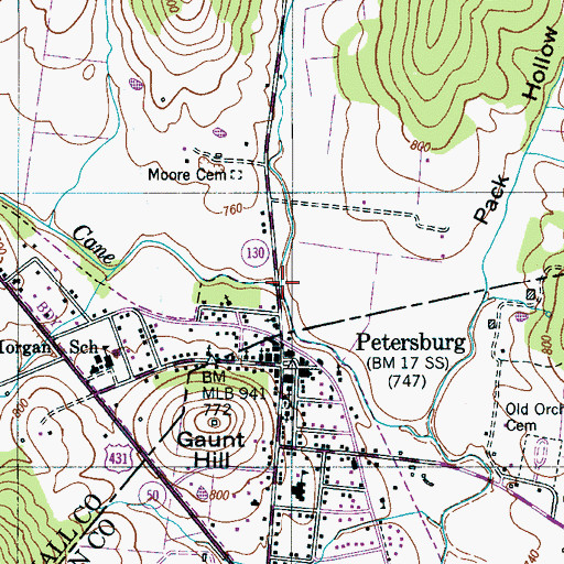 Topographic Map of Sanders Creek, TN