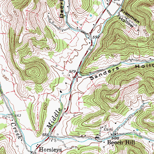 Topographic Map of Sanders Hollow, TN
