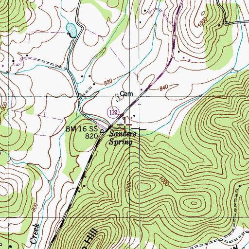 Topographic Map of Sanders Spring, TN