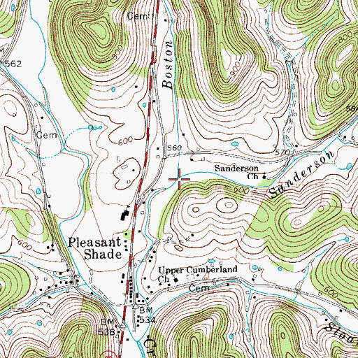 Topographic Map of Sanderson Branch, TN