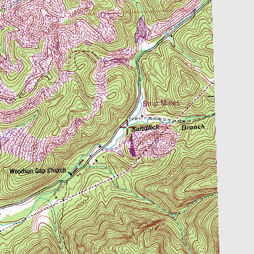 Topographic Map of Sandlick Branch, TN