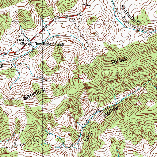 Topographic Map of Sandlick Ridge, TN