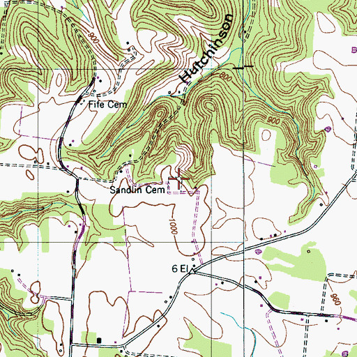 Topographic Map of Sandlin Cemetery, TN