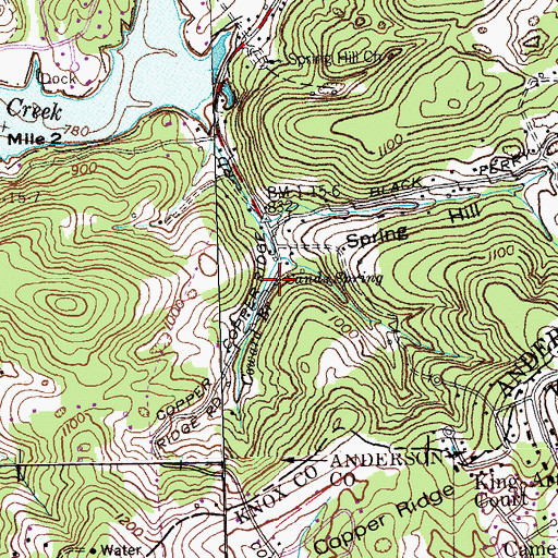 Topographic Map of Sands Spring, TN