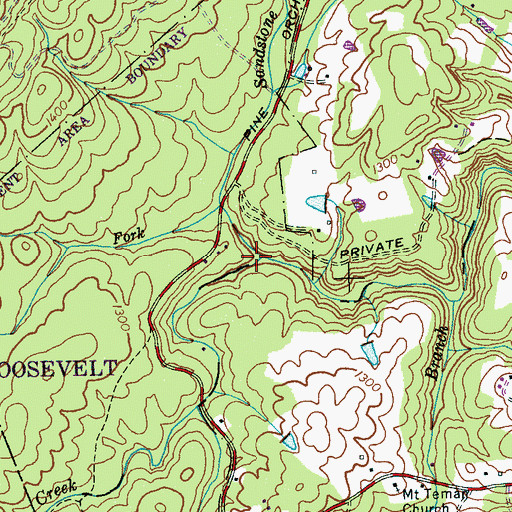 Topographic Map of Sandstone Branch, TN
