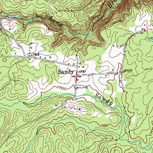 Topographic Map of Sandy, TN