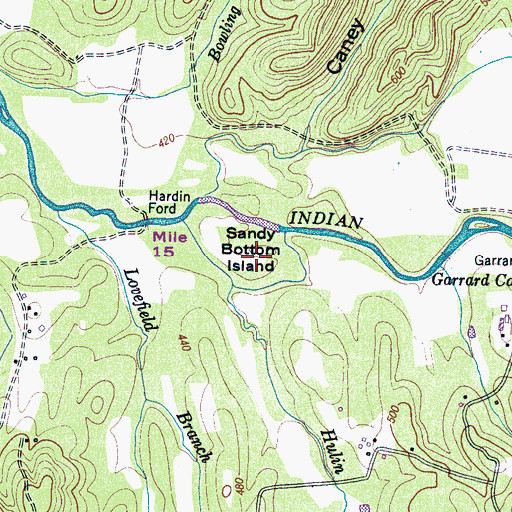 Topographic Map of Sandy Bottom Island, TN