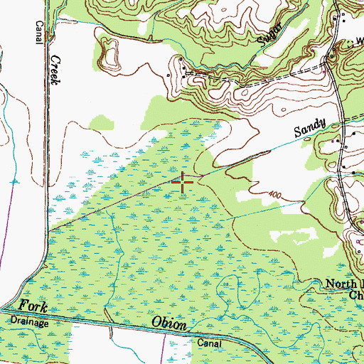 Topographic Map of Sandy Branch, TN