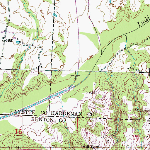 Topographic Map of Sandy Branch, TN