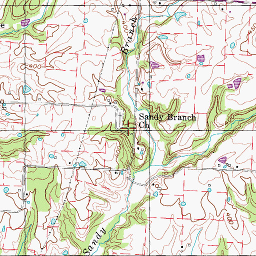 Topographic Map of Sandy Branch Church, TN