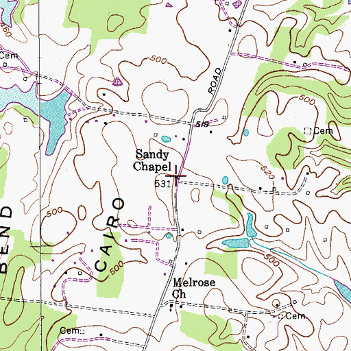Topographic Map of Sandy Chapel, TN
