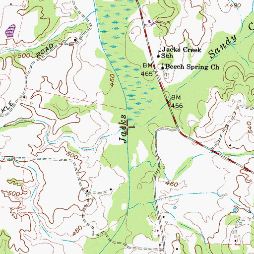 Topographic Map of Sandy Creek, TN