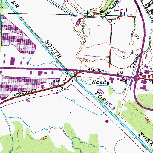 Topographic Map of Sandy Creek, TN