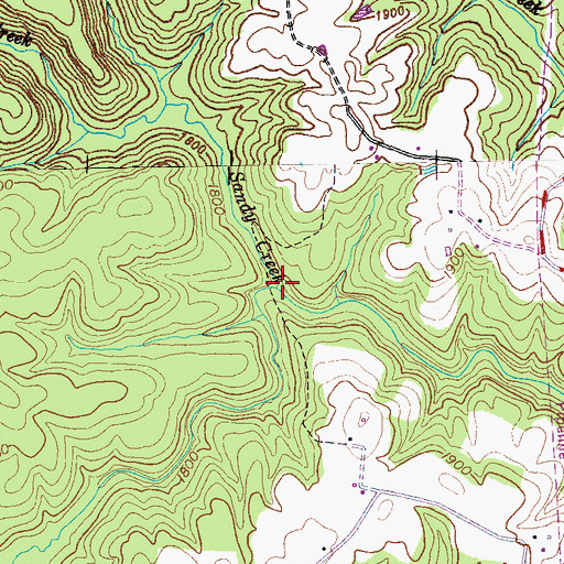 Topographic Map of Sandy Creek, TN