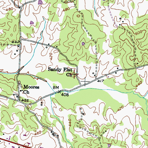 Topographic Map of Sandy Flat Church, TN