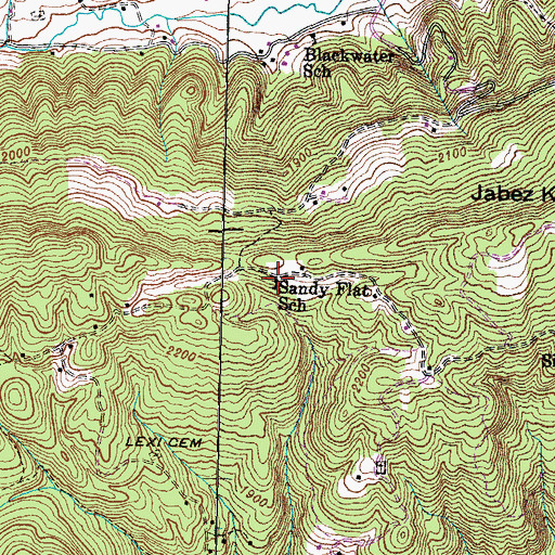 Topographic Map of Sandy Flat School, TN