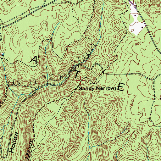 Topographic Map of Sandy Narrows, TN