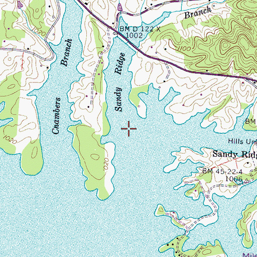 Topographic Map of Sandy Ridge Branch, TN