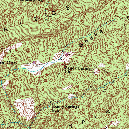 Topographic Map of Sandy Springs Church, TN
