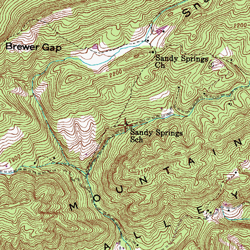 Topographic Map of Sandy Springs School, TN