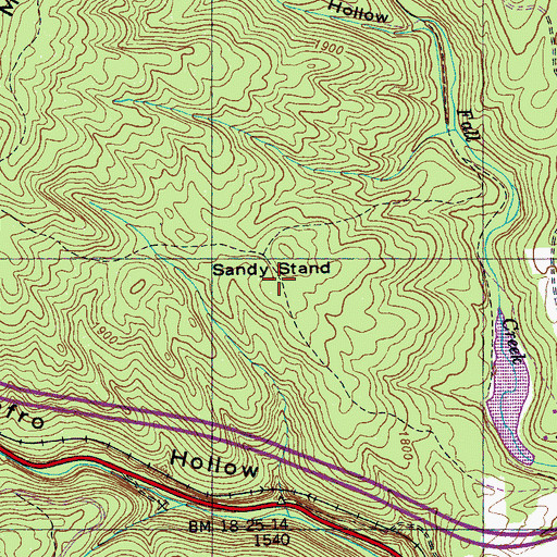Topographic Map of Sandy Stand, TN