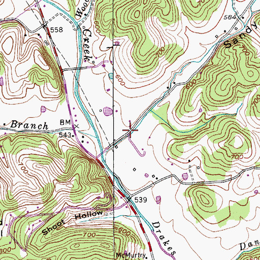 Topographic Map of Sandy Valley, TN