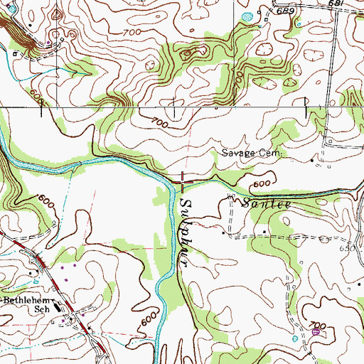 Topographic Map of Santee Creek, TN