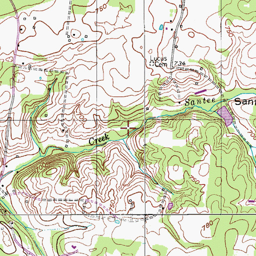 Topographic Map of Santee Creek Hollow, TN
