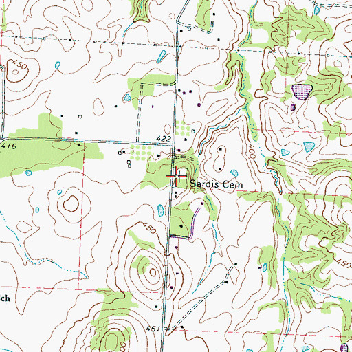 Topographic Map of Sardis Cemetery, TN