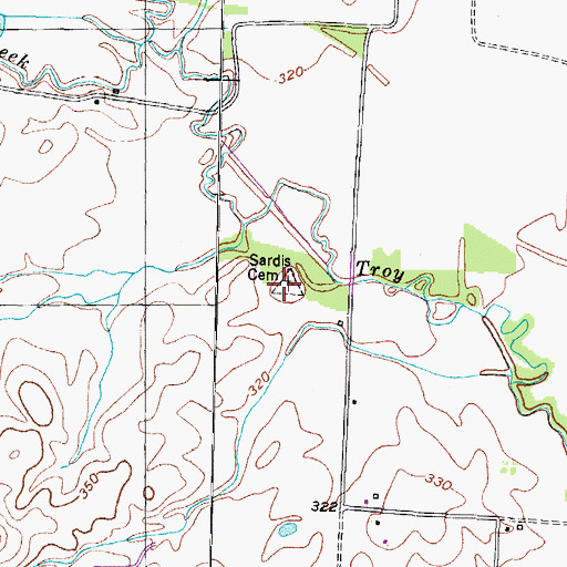 Topographic Map of Sardis Cemetery, TN