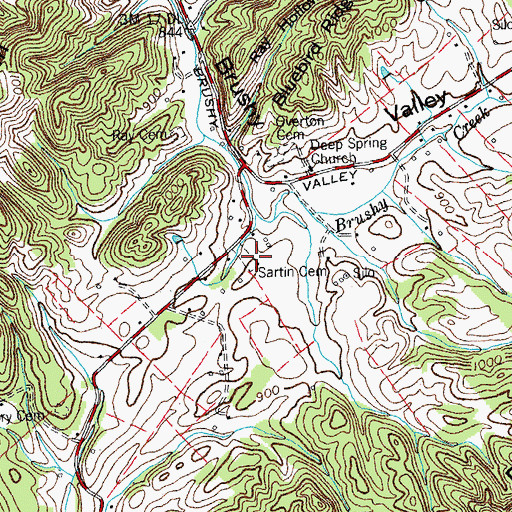 Topographic Map of Sartin Cemetery, TN