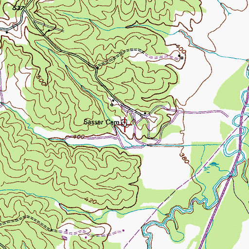 Topographic Map of Sasser Cemetery, TN
