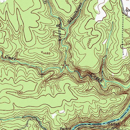 Topographic Map of Saunders Mill Branch, TN