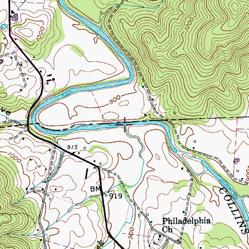 Topographic Map of Savage Cove Creek, TN
