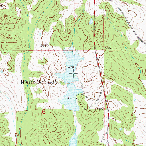 Topographic Map of White Oak Number Two Dam, AL