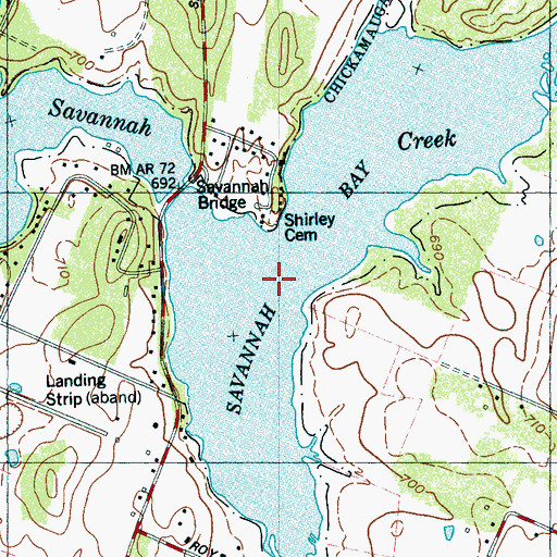 Topographic Map of Savannah Bay, TN