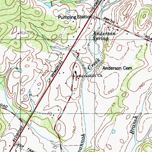 Topographic Map of Savannah Church, TN