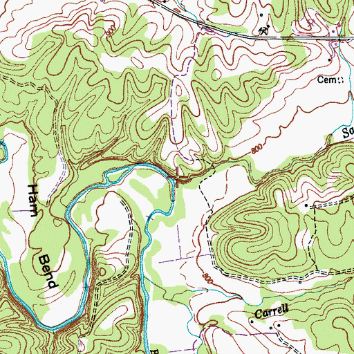 Topographic Map of Saw Creek, TN