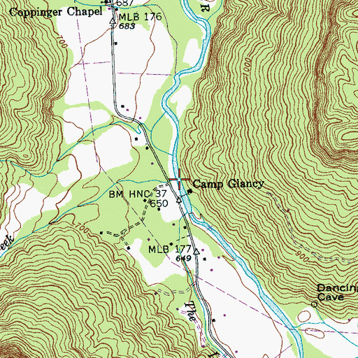 Topographic Map of Sawmill Creek, TN